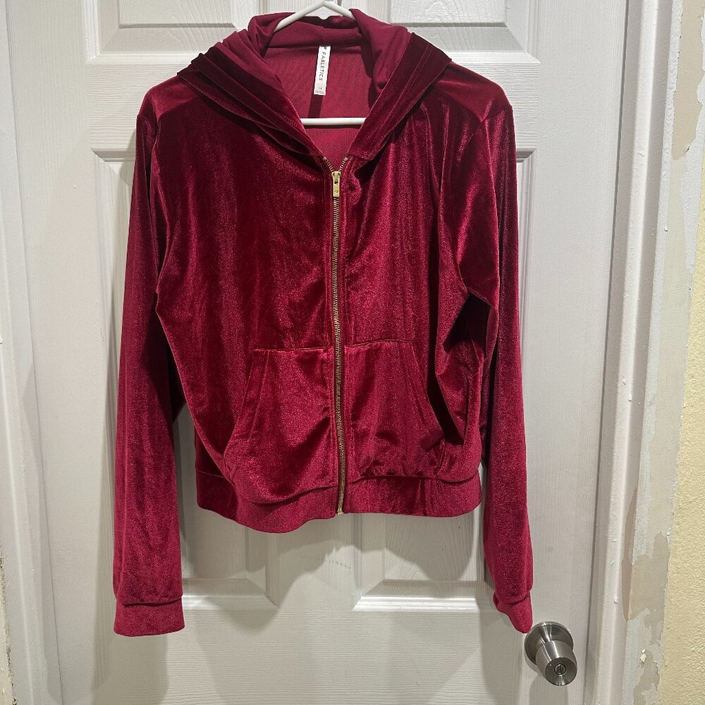Fabletics Velour Hooded Zip-Up Jacket